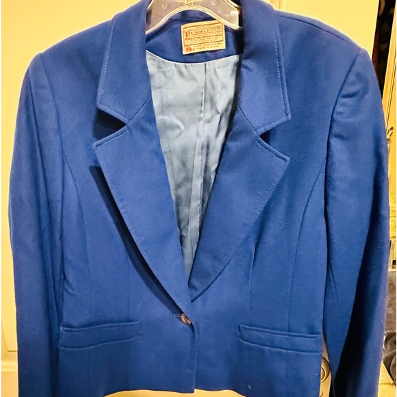 Vintage Pendleton Jewel Tone Blue 100% Wool Blazer Jacket - Picture 10 of 13